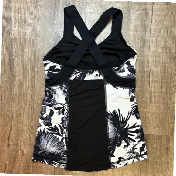 Lululemon Push Ur Your Limits Tank Brisk Bloom Black White Size 4 - Picture 7 of 10